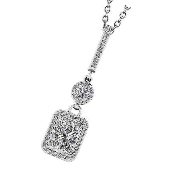 3.44 Ct Natural Diamonds White Gold Love Spell Drop Pendant Necklace