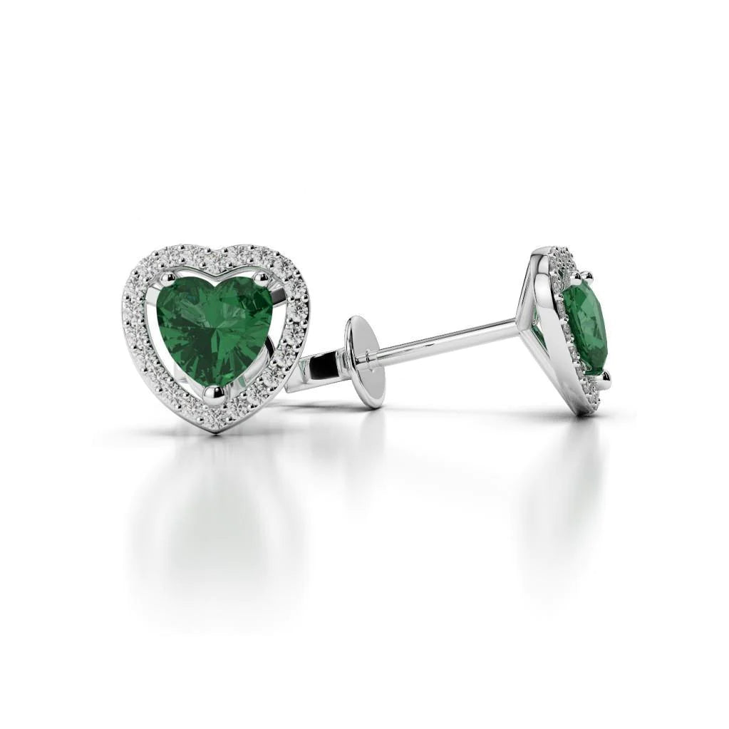 natural round emerald 3.80ct earring front view