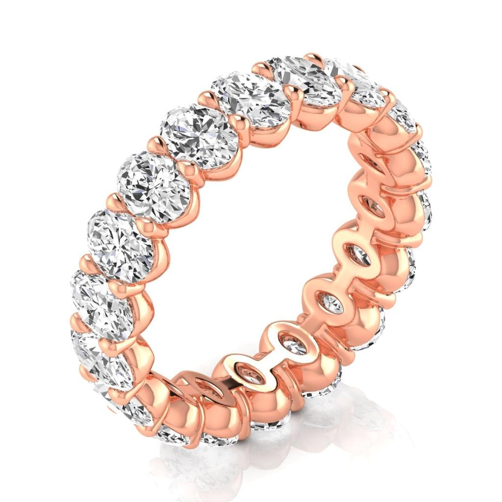 3.8 ct Diamond Oval Cut Eternity Band Elegant Rose Gold Lab Grown Ring