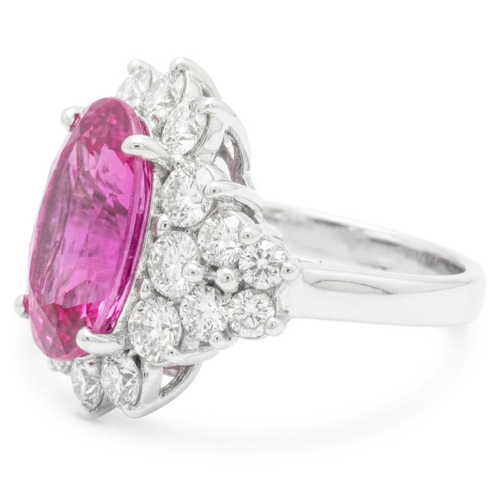 30.50 Carats Pink Kunzite Gem Stone Ring White Gold Fancy Jewelry