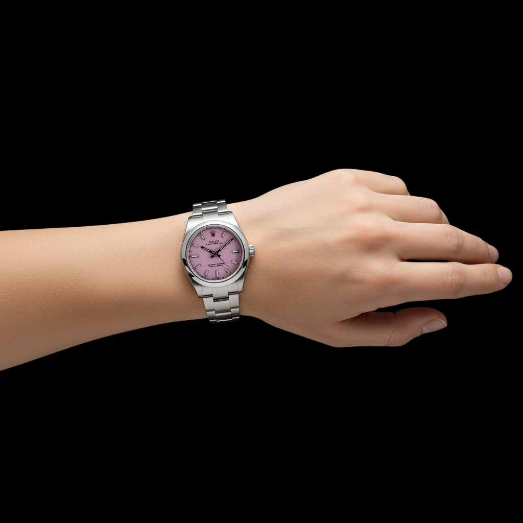 31mm Rolex Oyster Perpetual Candy Pink Luminous Dial Ladies Steel Watch