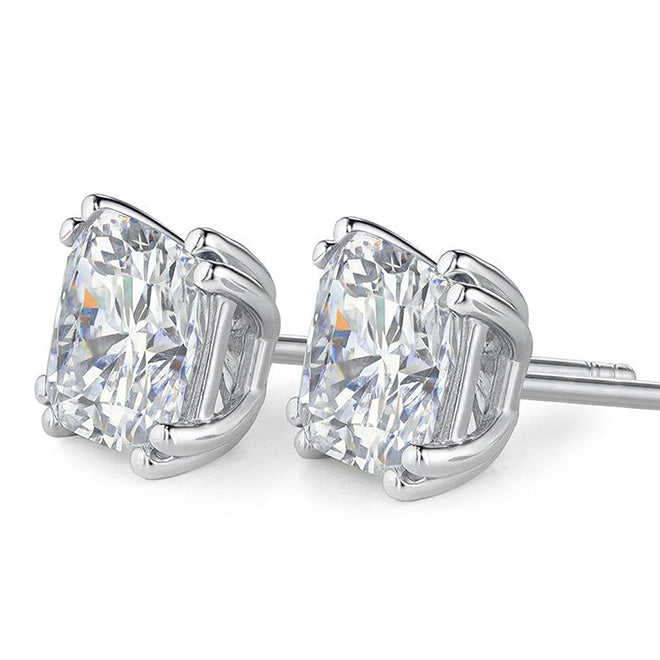 3.03 Carat H VS1 Natural Real ( Not Lab Grown ) Diamond Cushion Cut Studs Earrings White Gold - GIA Certified