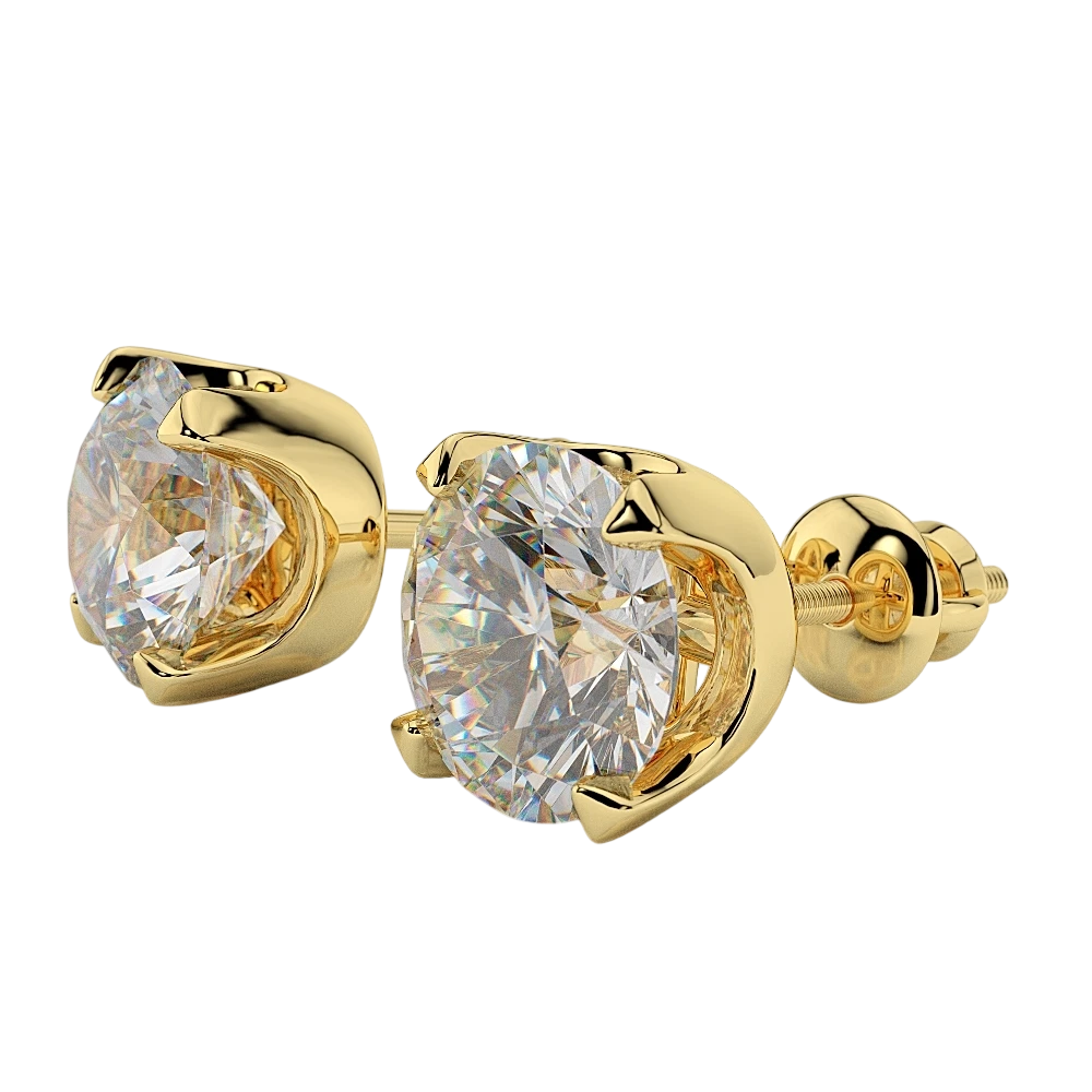 3 Carats GIA Certified Lab Grown Diamonds Studs Earrings Yellow Gold 14K