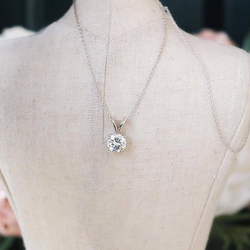 3 Carats Natural Diamond Solitaire Style Pendant With Chain