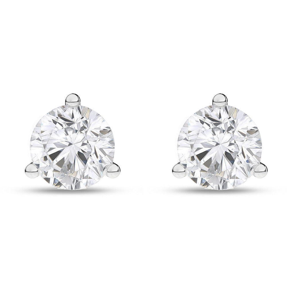 3 Carats Round Prong Set Lab Grown Diamond Earring Stud White Gold Diamond Lady Jewelry