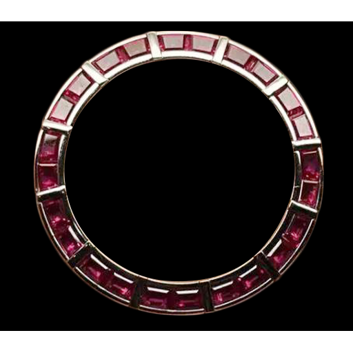 3 Carats Ruby Stainless Steel Bezel With Bars To Fit Rolex 36mm Watch