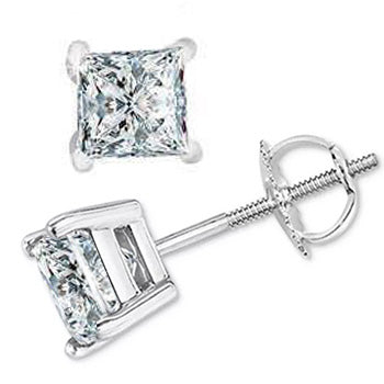 3 Ct Princess Cut Lab Grown Diamonds Studs Earring
