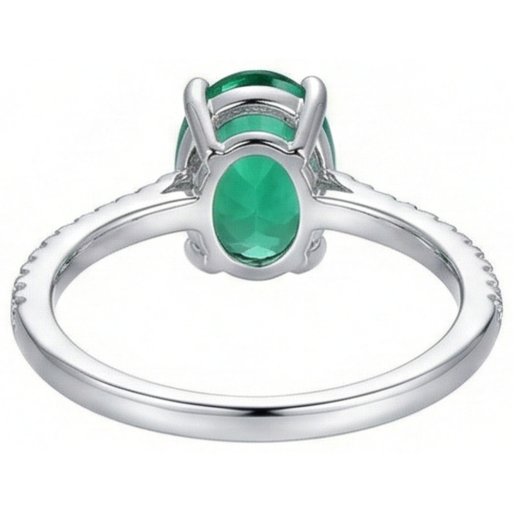 4.25 Carats Oval Cut Green Emerald GIA And Natural Earth Mined Diamond Ring White Gold 14K