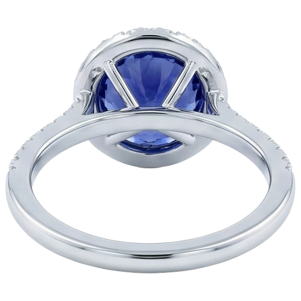 4.25 Carats Tanzanite And Natural Earth Mined Diamonds Ring White Gold 14K