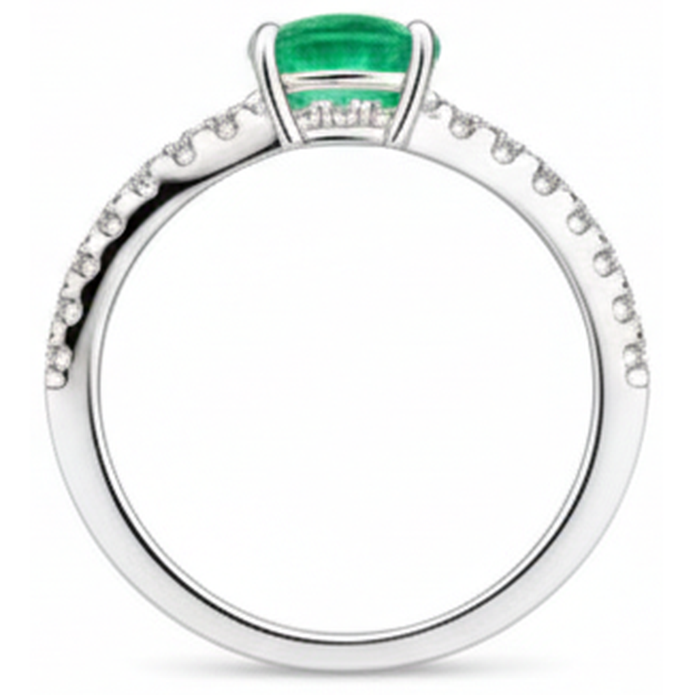 4.25 Ct Oval Cut Green Emerald GIA With Natural Earth Mined Diamond Ring Gold