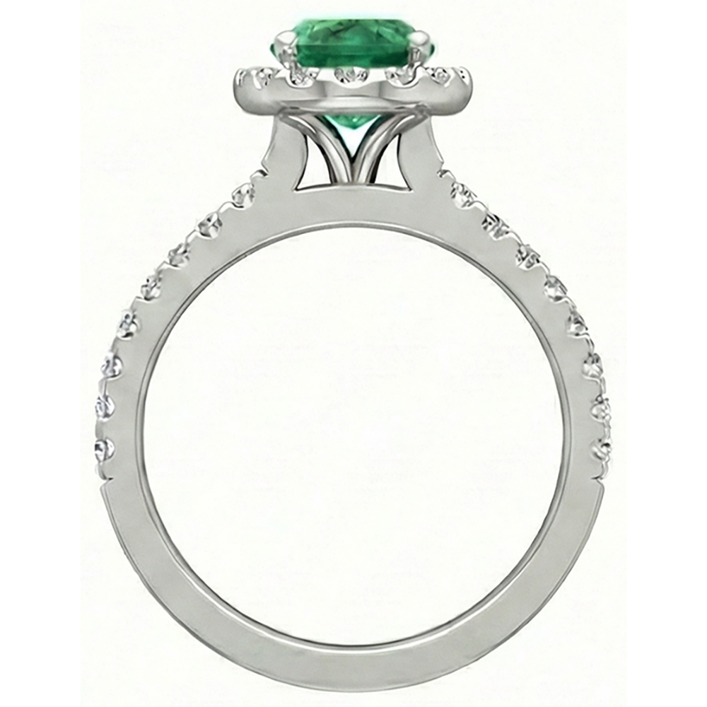 4.30 Ct Oval Green Emerald GIA And Natural Earth Mined Diamond Engagement Ring