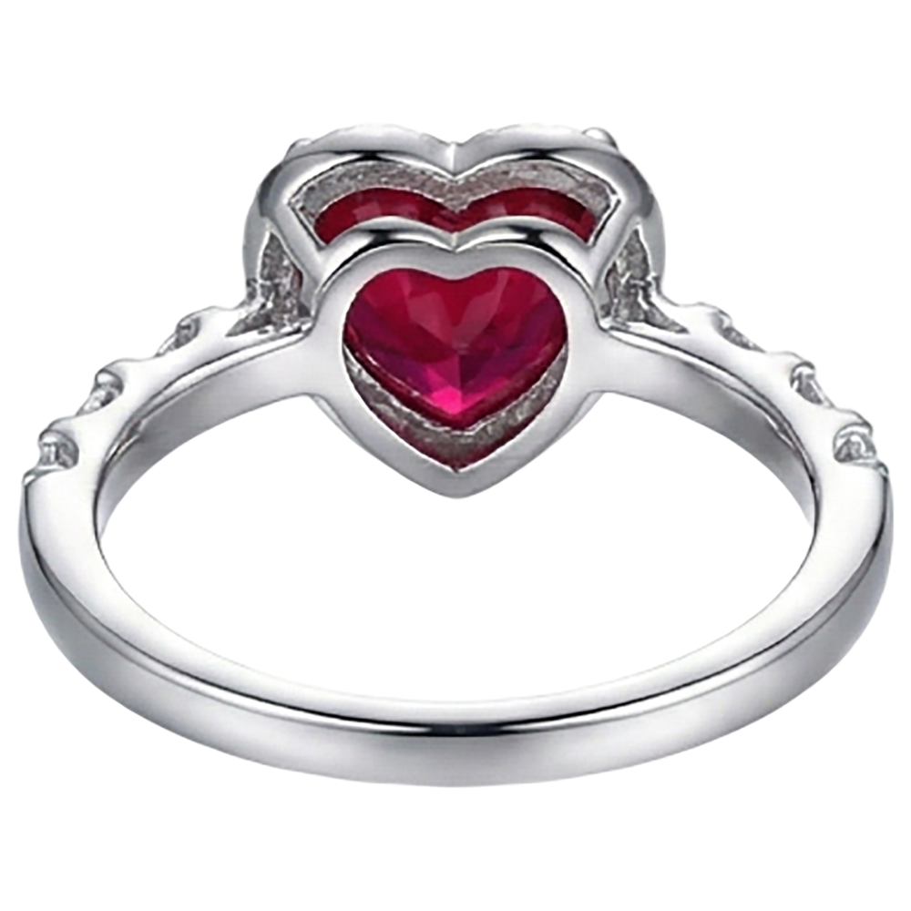 4.5 Carats Red Heart Cut Ruby And Natural Earth Mined Diamond Ring White Gold Jewelry