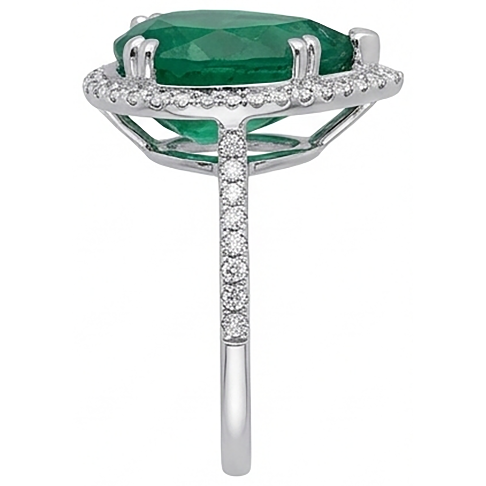 4.50 Ct Green Emerald GIA Gemstone And Natural Earth Mined Diamond Engagement Ring