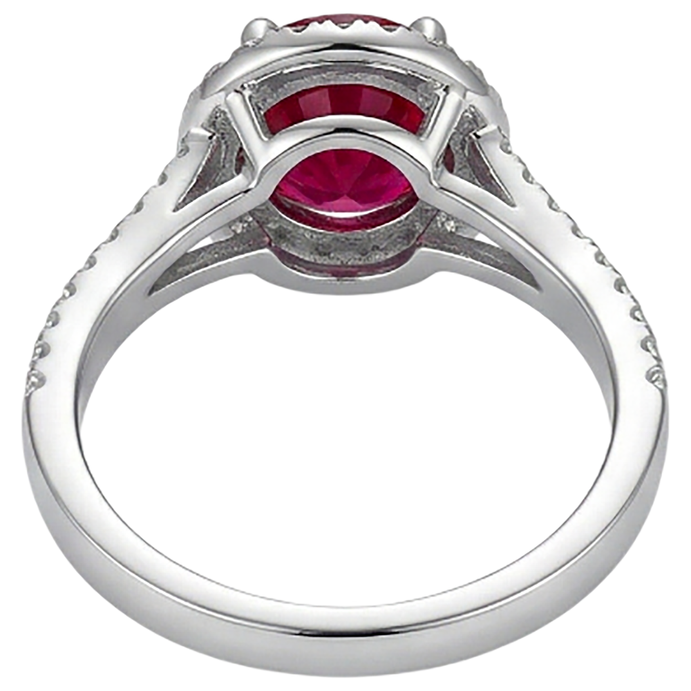 4.80 Ct Halo Red Ruby With Accents Natural Earth Mined Diamond Wedding Ring White Gold 14K