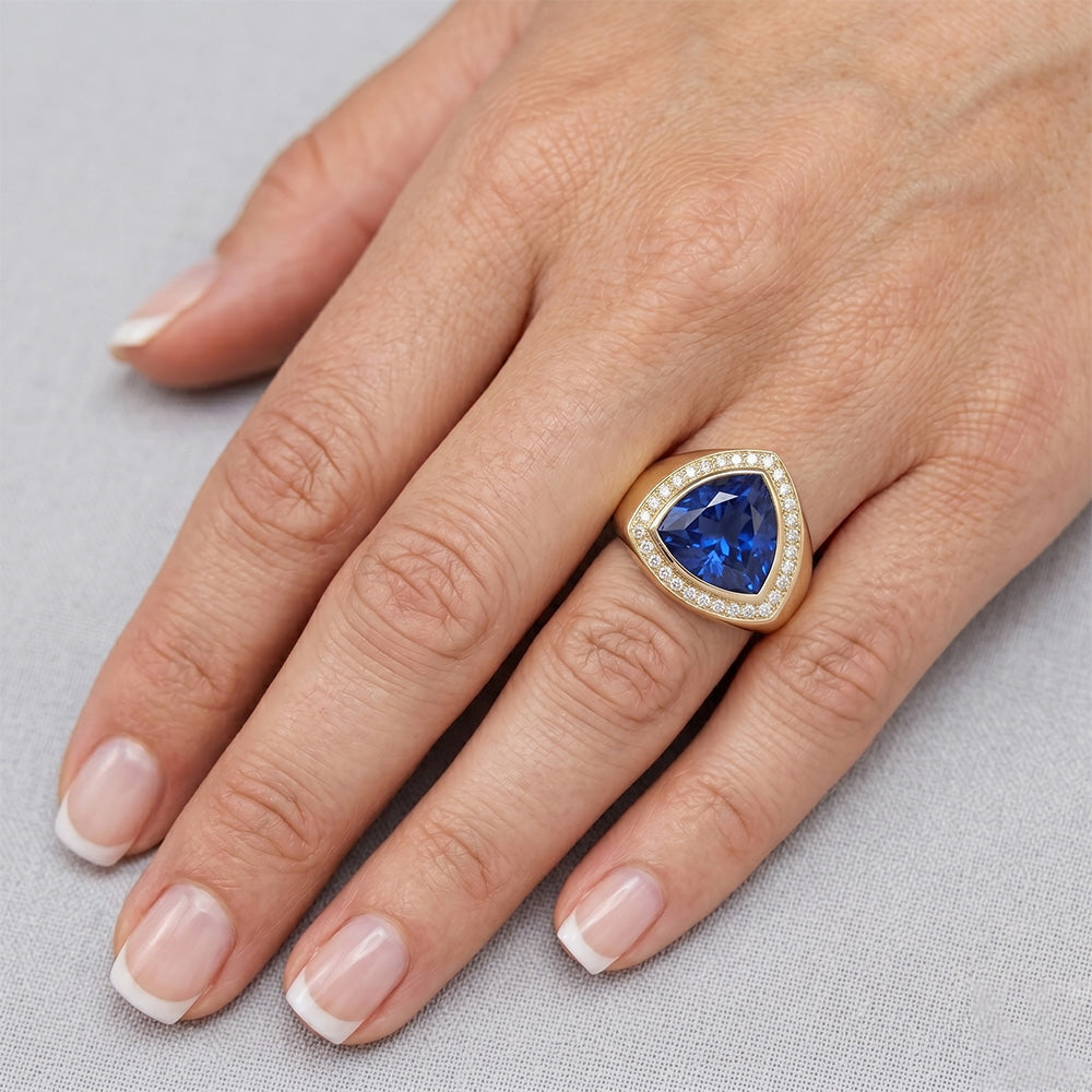 4 ct Blue Sapphire Colored Stone Ring in 14K Yellow Gold