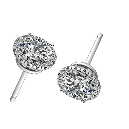 4.32 Carats Round Shaped Halo Natural Earth Mined Diamond Women Stud Earrings
