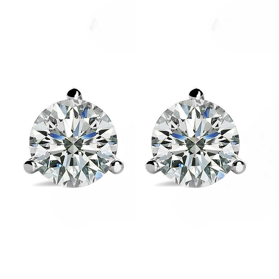 natural round diamond 4.50ct earring side angle