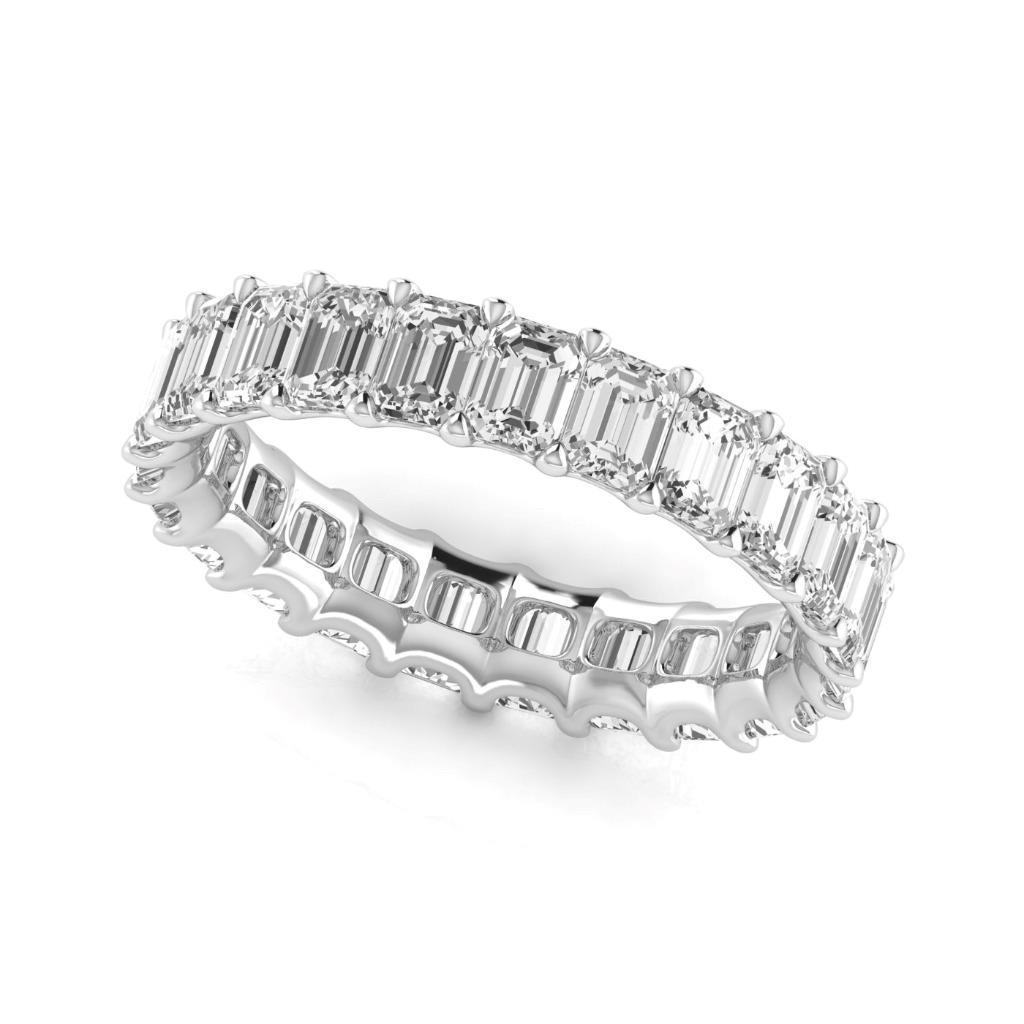 4.6 Ct Emerald Lab Grown Diamond Wedding Eternity Band 14K Jewelry