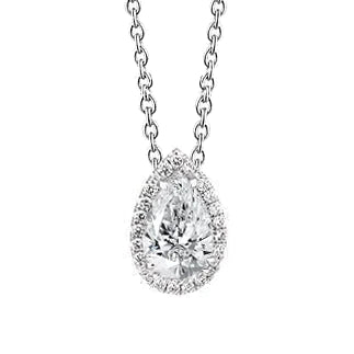 4 Carat Pear Diamond Halo Pendant