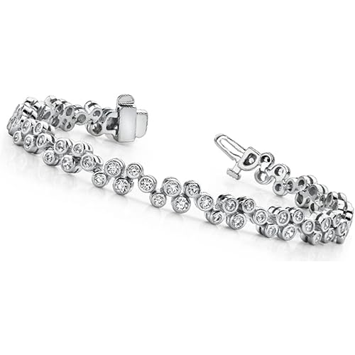 4 Carats Round Cut Gorgeous Lab Grown Diamond Bubble Bracelet White Gold 14K