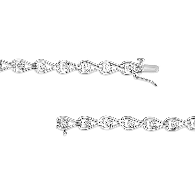 4 Carats Round Lab Grown Diamond Lady Bracelet Solid Gold 10K