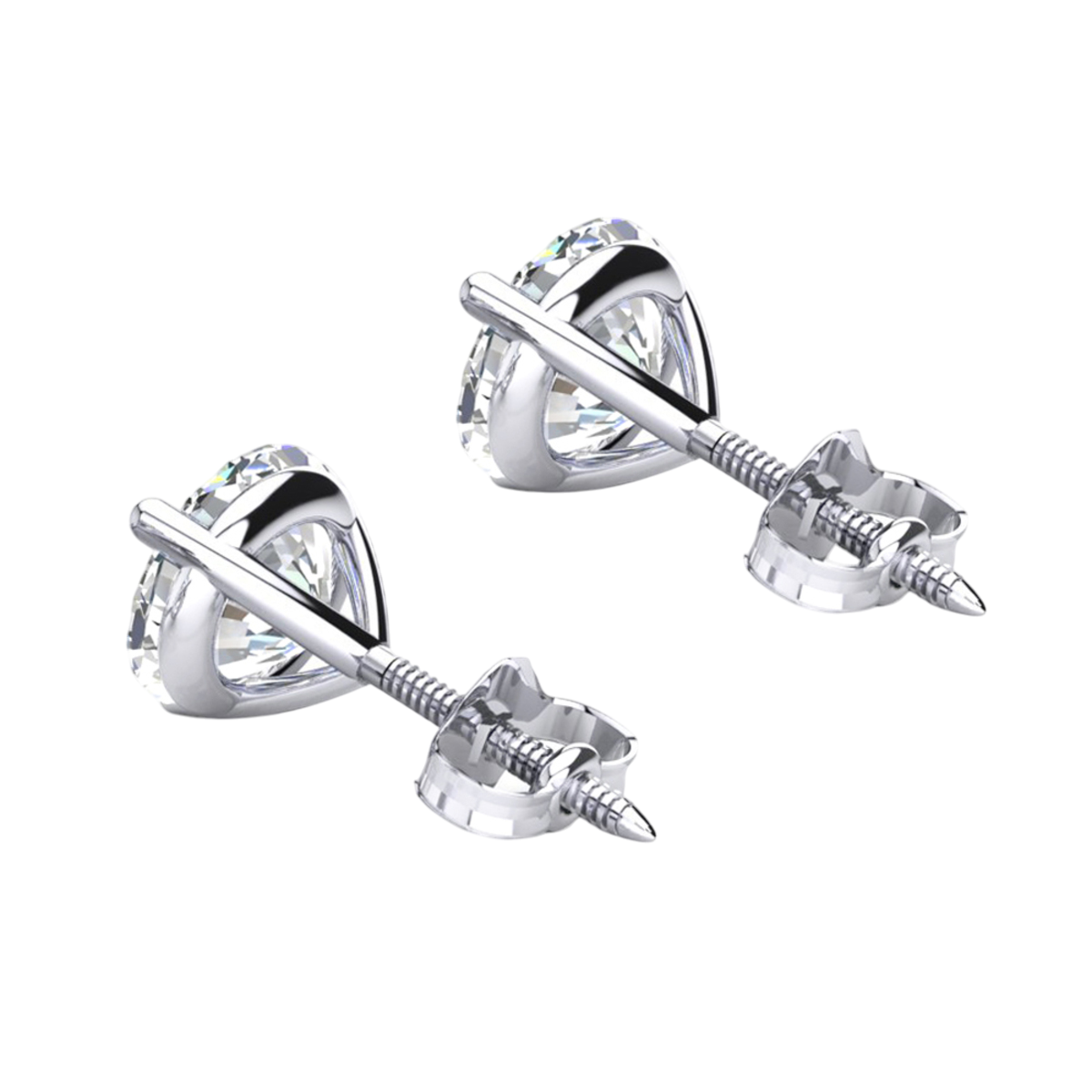 4 Carats Round Lab Grown Diamond Stud Earrings GIA CERTIFIED White Gold 14K