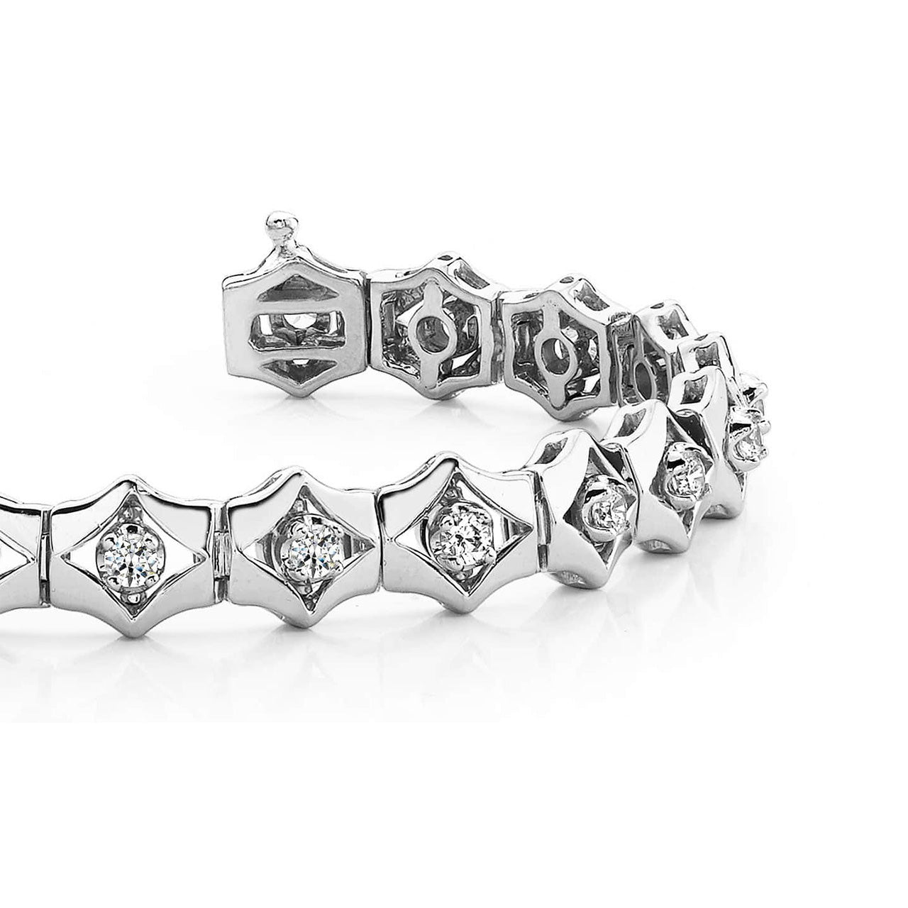 4 Carats Round Prong Set Box Lab Grown Diamond Bracelet White Gold 10K Jewelry