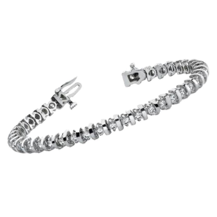 4 Carats Round Prong Set Lab Grown Diamond Tennis Bracelet White Gold 14K