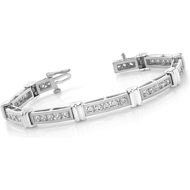 4 Ct Round Channel Setting Real Natural Earth Mined Diamond Bracelet White Gold Jewelry