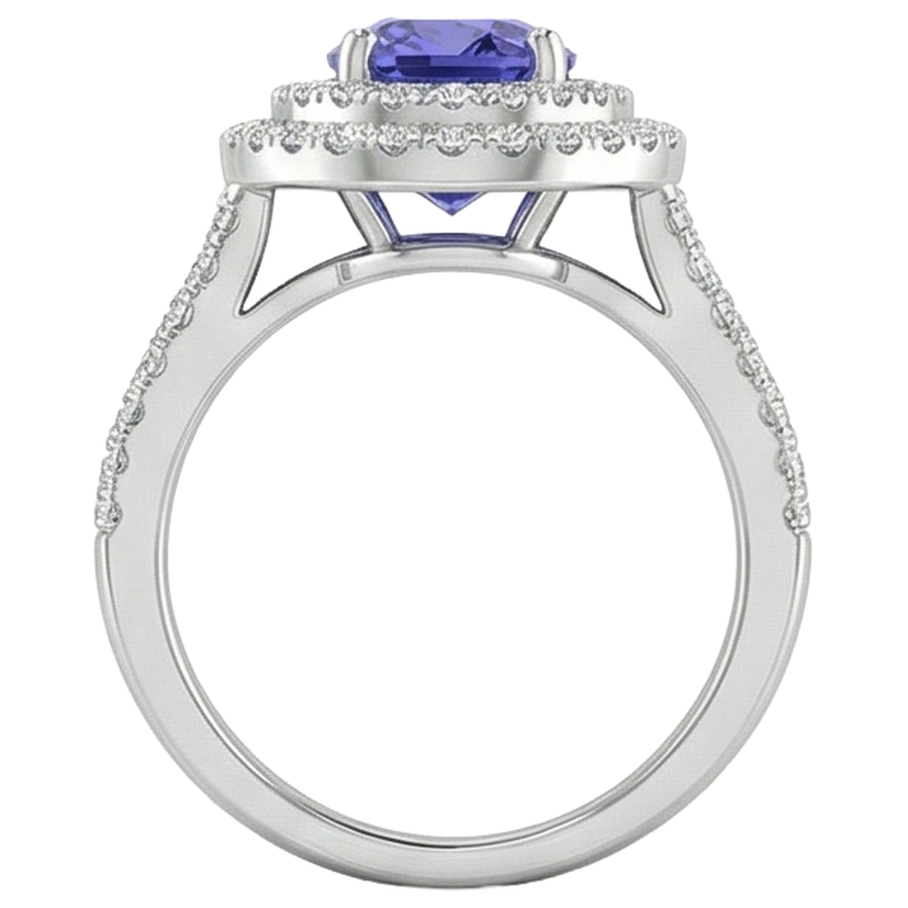 5.25 Ct Blue Tanzanite Halo Natural Earth Mined Diamonds Ring White Gold 14K