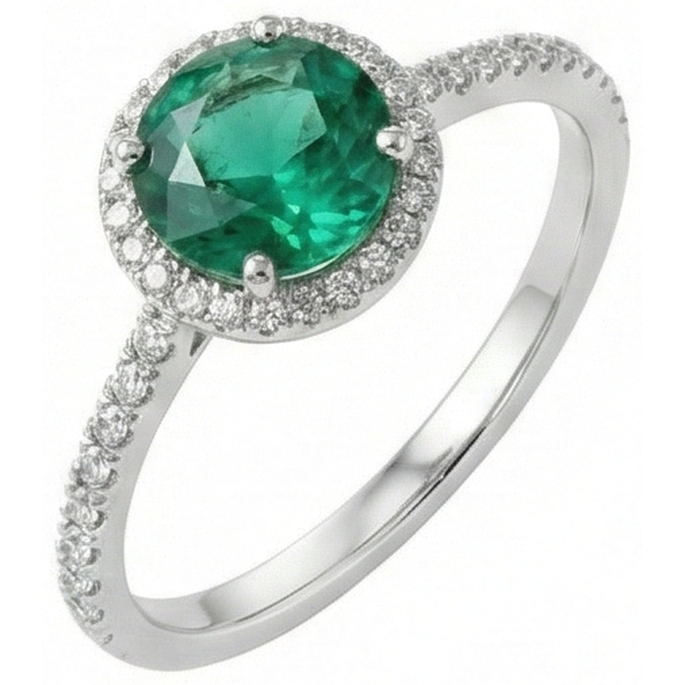 5.25 Ct Green Emerald GIA With Natural Earth Mined Diamond Ring White Gold 14K