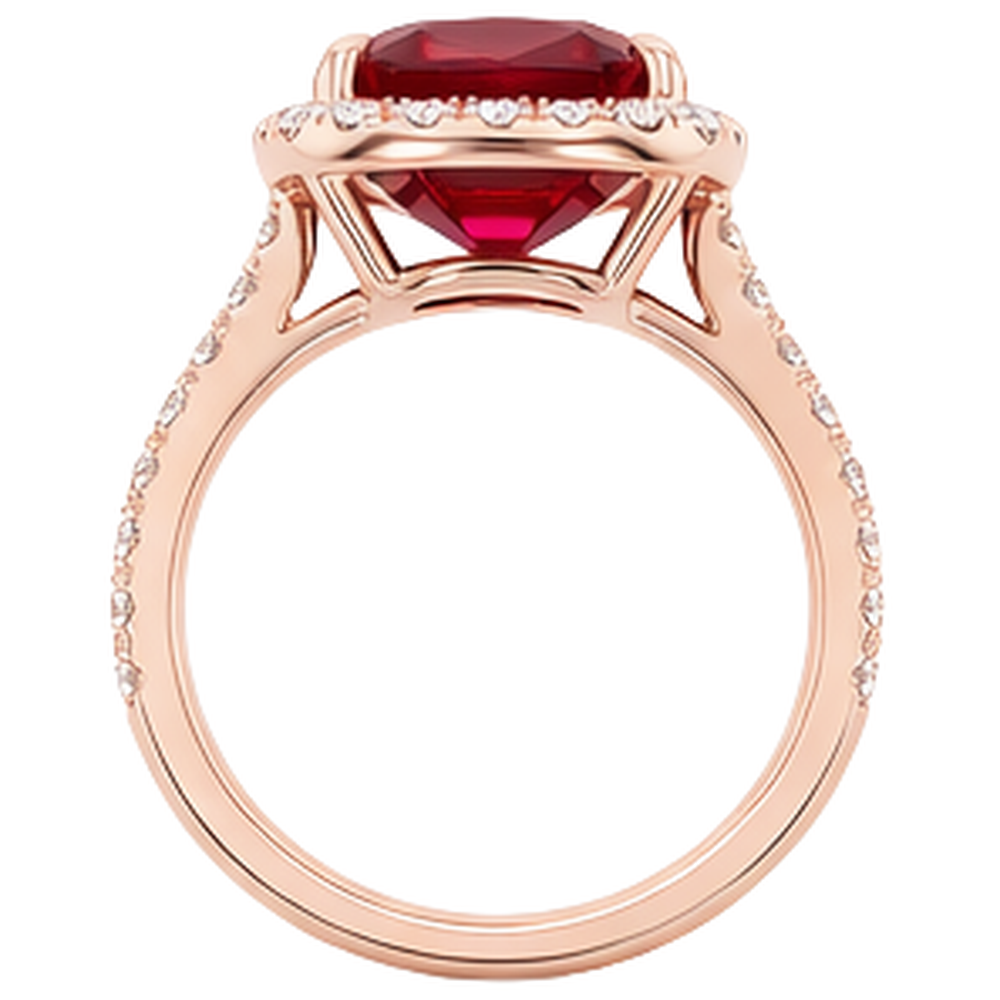 5.35 Ct Cushion Cut Red Ruby And Natural Earth Mined Diamond Wedding Ring Gold Jewelry