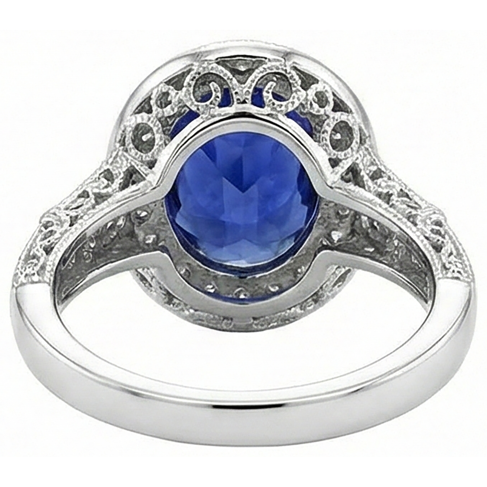 5.40 Carat Oval Tanzanite Natural Earth Mined Diamond Engagament Ring Gold White 14K