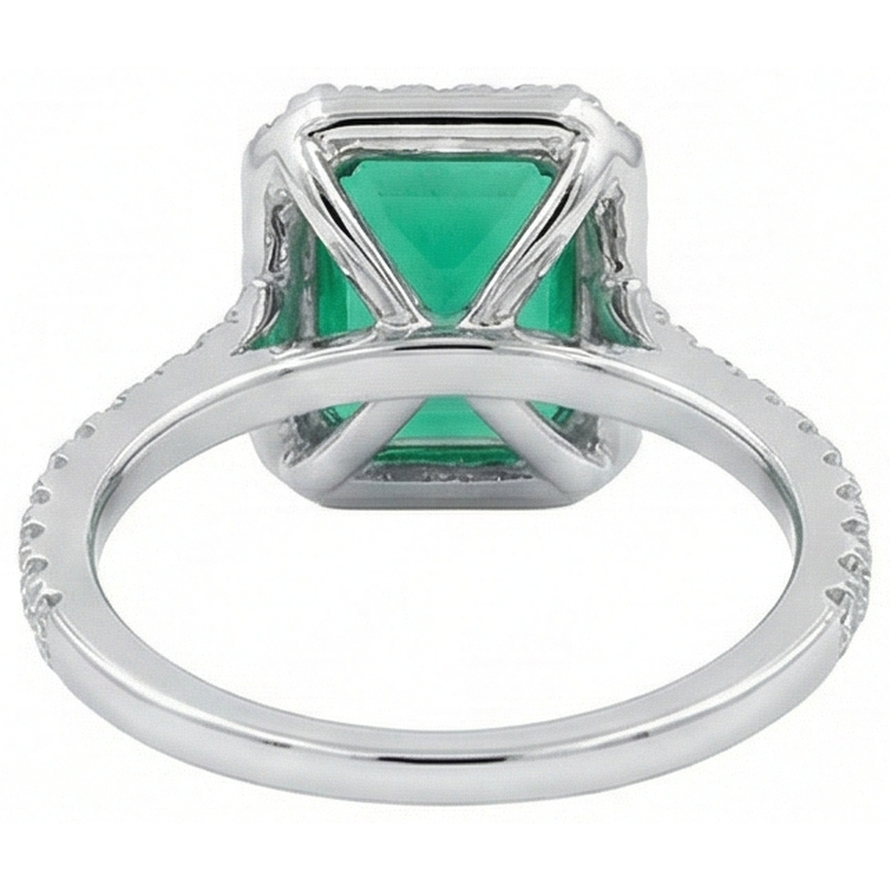 5.45 Carats Green Emerald GIA Cut Emerald GIA With Natural Earth Mined Diamond Wedding Ring 14K