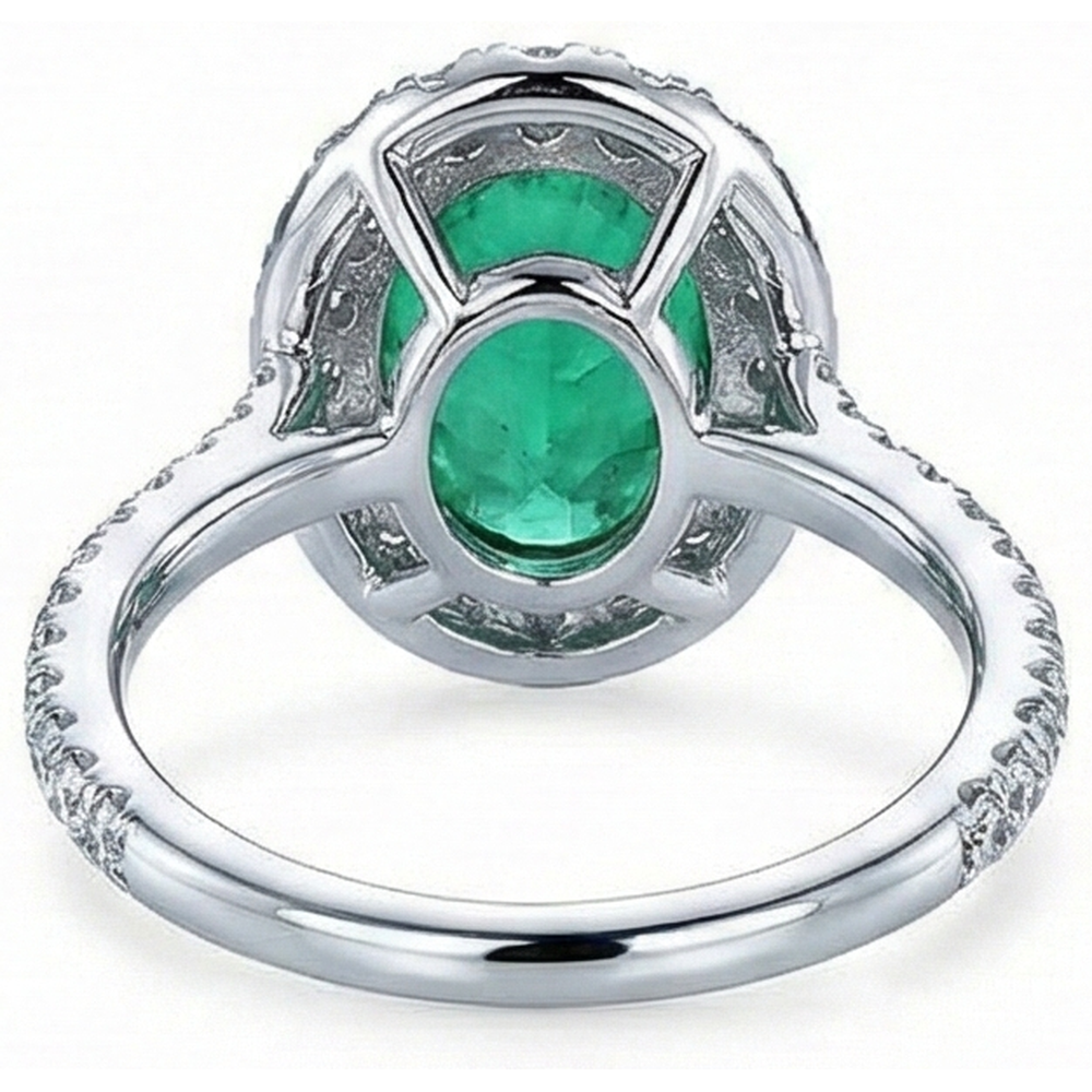 5.75 Carats Natural Earth Mined Diamond With Green Emerald GIA Ring White Gold 14K