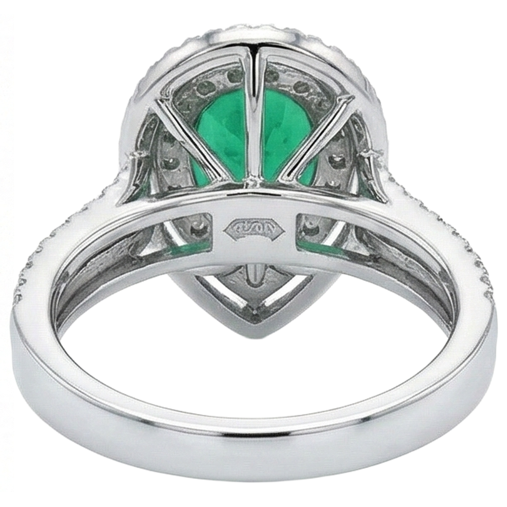 5 Carats Beautiful Pear Green Emerald GIA Natural Earth Mined Diamond Ring White Gold 14K