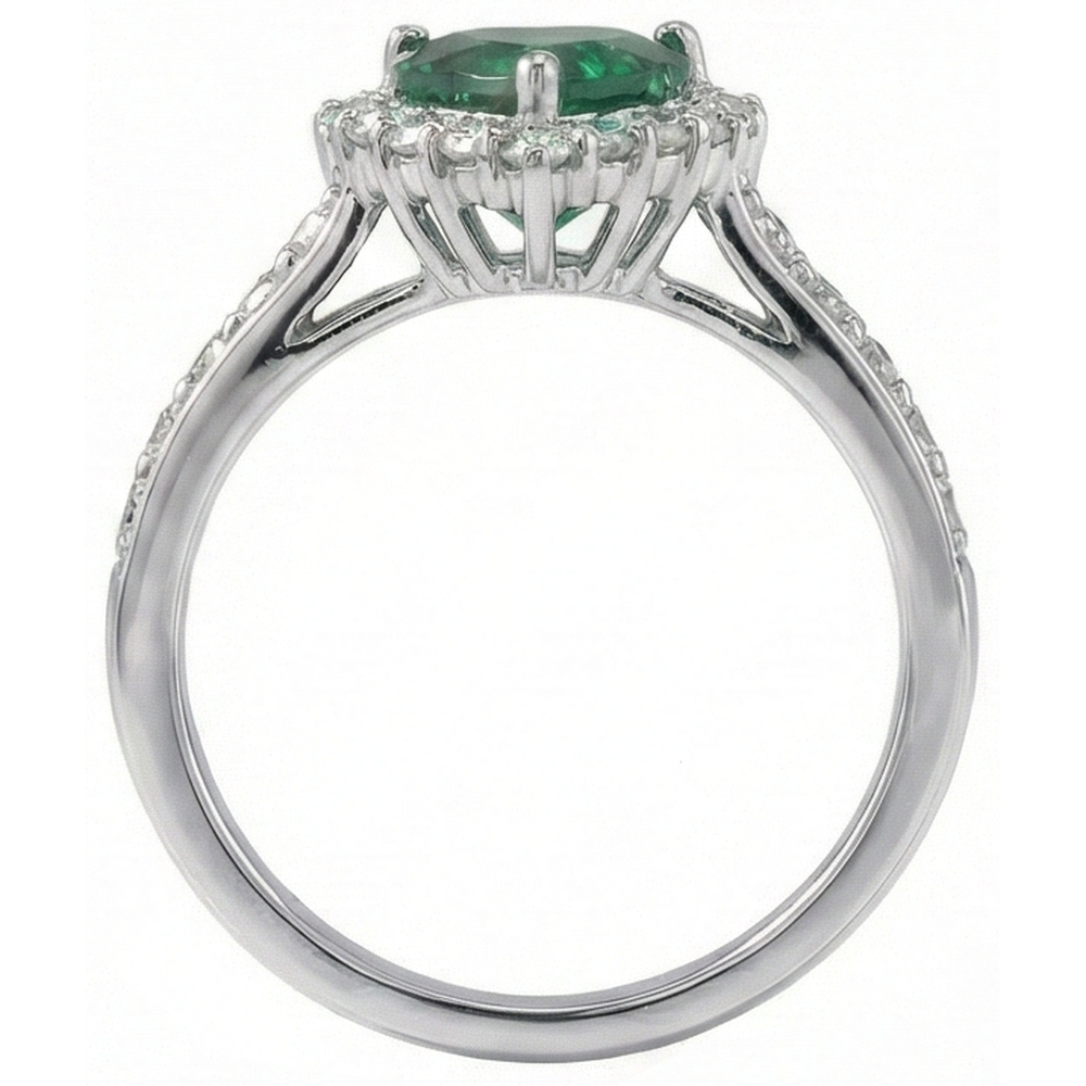 5 Carats Heart Cut Green Emerald GIA And Natural Earth Mined Diamond Ring White Gold 14K