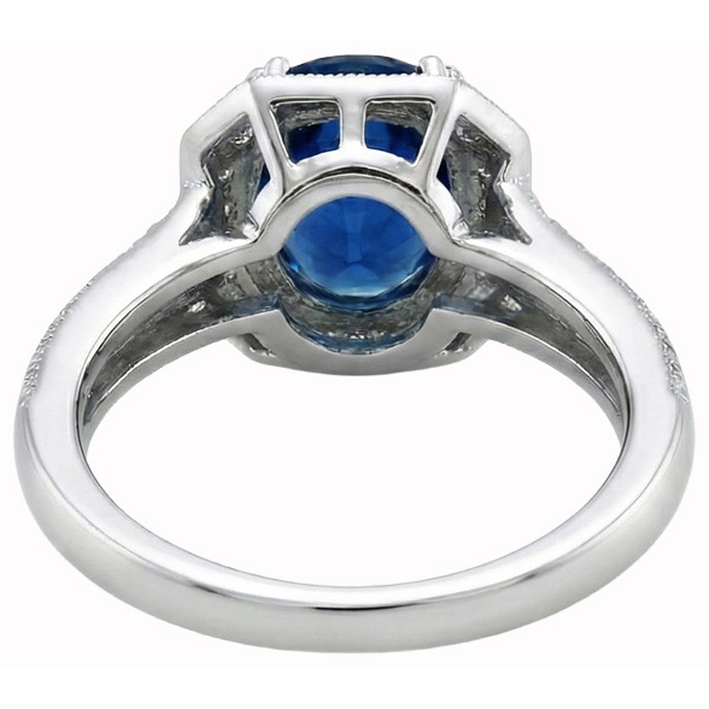 5 Ct. Ceylon Sapphire With Natural Earth Mined Diamonds Engagement Ring White Gold 14K