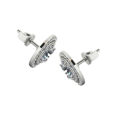 5 Carats Round Cut Double Halo Natural Earth Mined Diamond Stud Earrings White Gold 14K