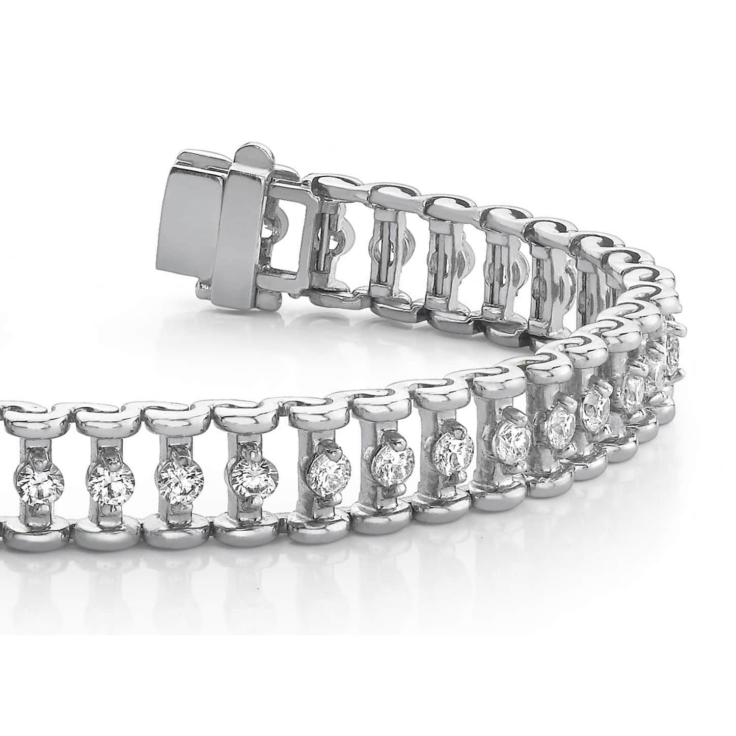 5.05 Ct Round Prong Setting Link Lab Grown Diamond Bracelet White Gold Jewelry