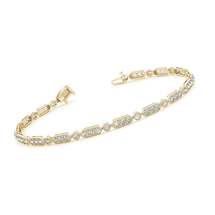 5.12 Carats Yellow Gold Round Lab Grown Diamond Bracelet