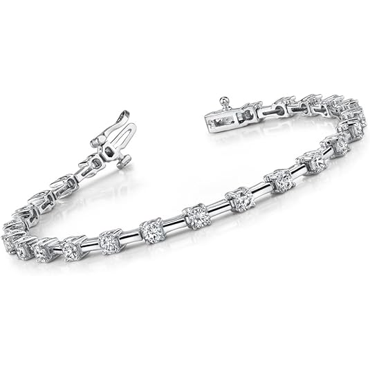 5.75 Ct Round Cut Prong Link Lab Grown Diamond Bracelet Solid Gold White 10K