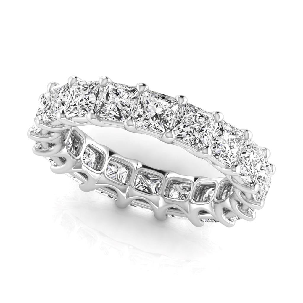 5.94 Ct Princess Diamond Elegant White Gold Eternity Band Lab Grown Ring