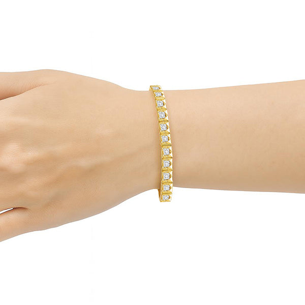 5 Carats Natural Earth Mined Diamond Square Mens Bracelet Yellow Gold 14K