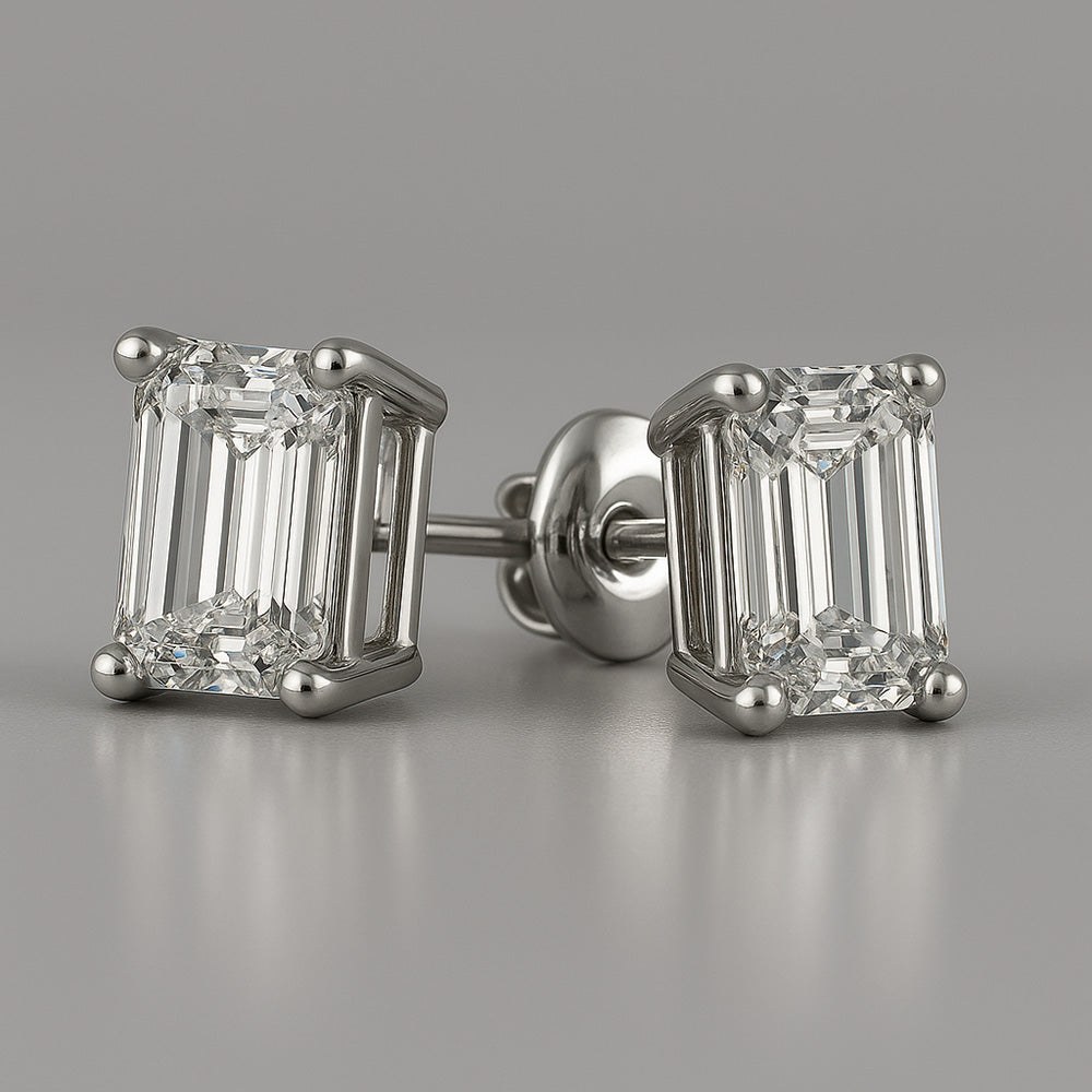 natural round diamond 5ct earring side angle