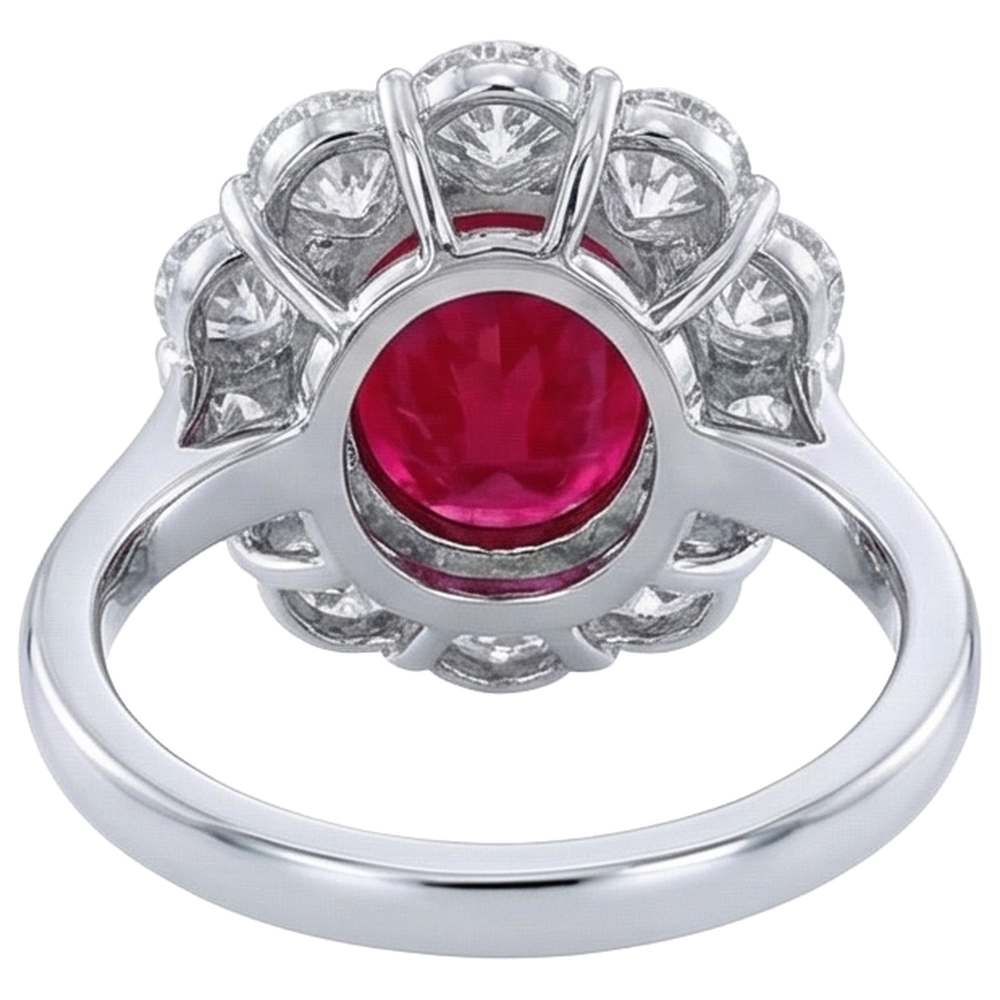 6.5 Ct Ruby With Natural Earth Mined Diamond Wedding Ring White Gold 14K Fine Jewelry