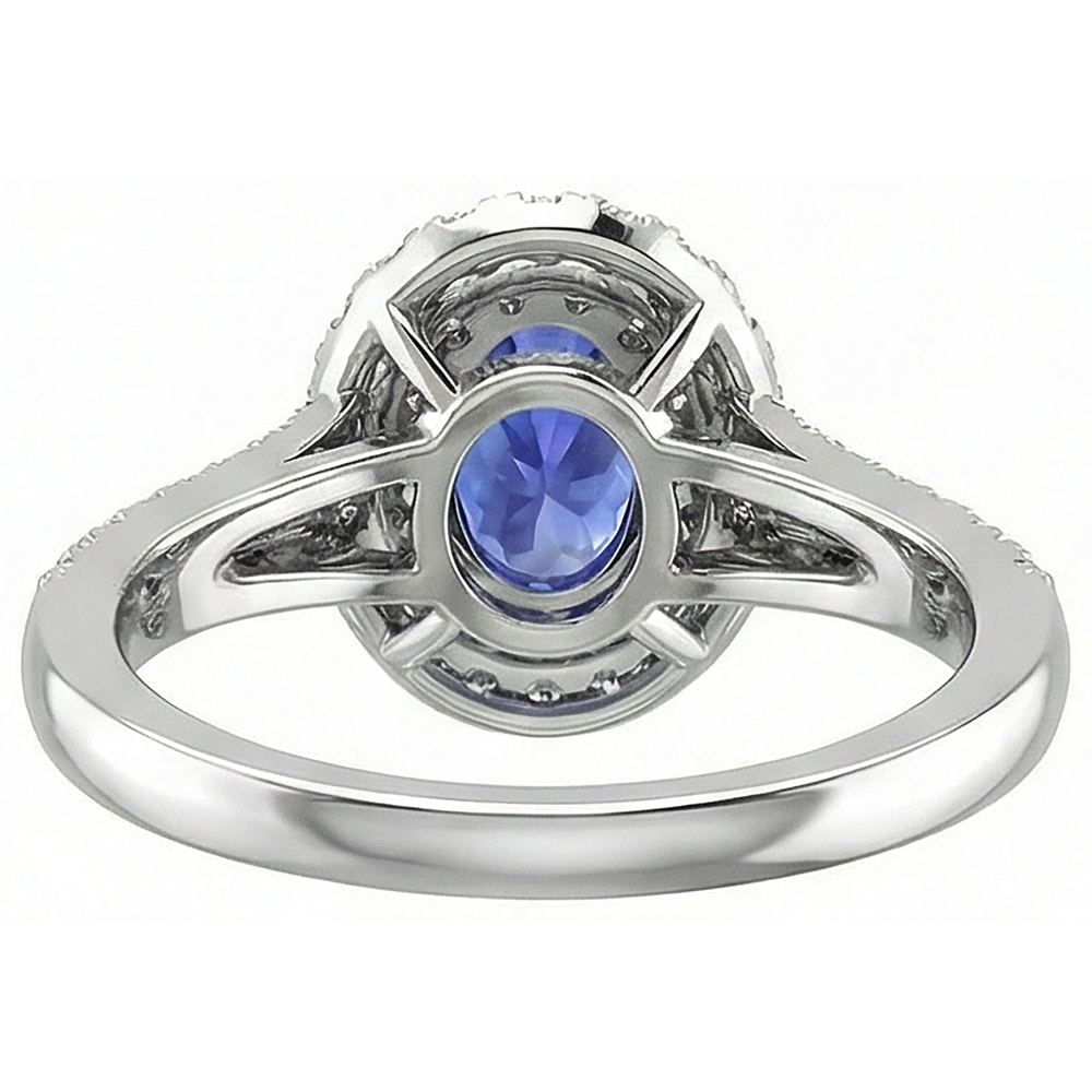 6.75 Carats Tanzanite And Natural Earth Mined Diamonds Ring 14K White Gold