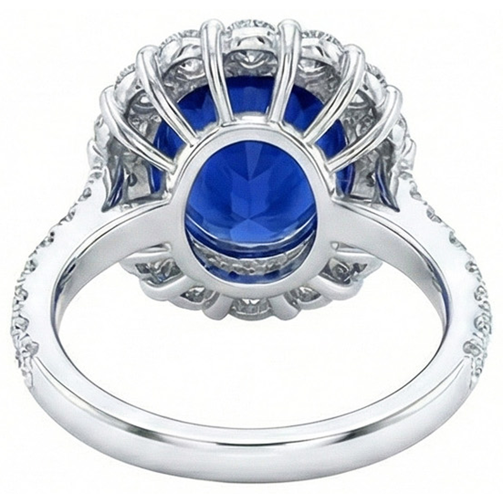 6 Carats Sri Lanka Sapphire Natural Earth Mined Diamond Gemstone Ring White Gold 14K