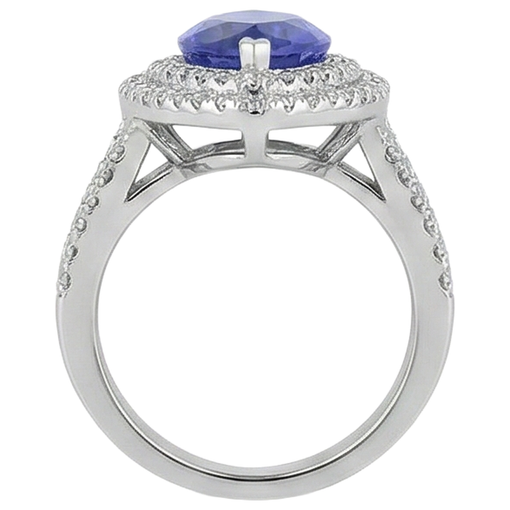6 Ct Natural Earth Mined Diamond With Marquise Cut Tanzanite Stone Ring White Gold 14K
