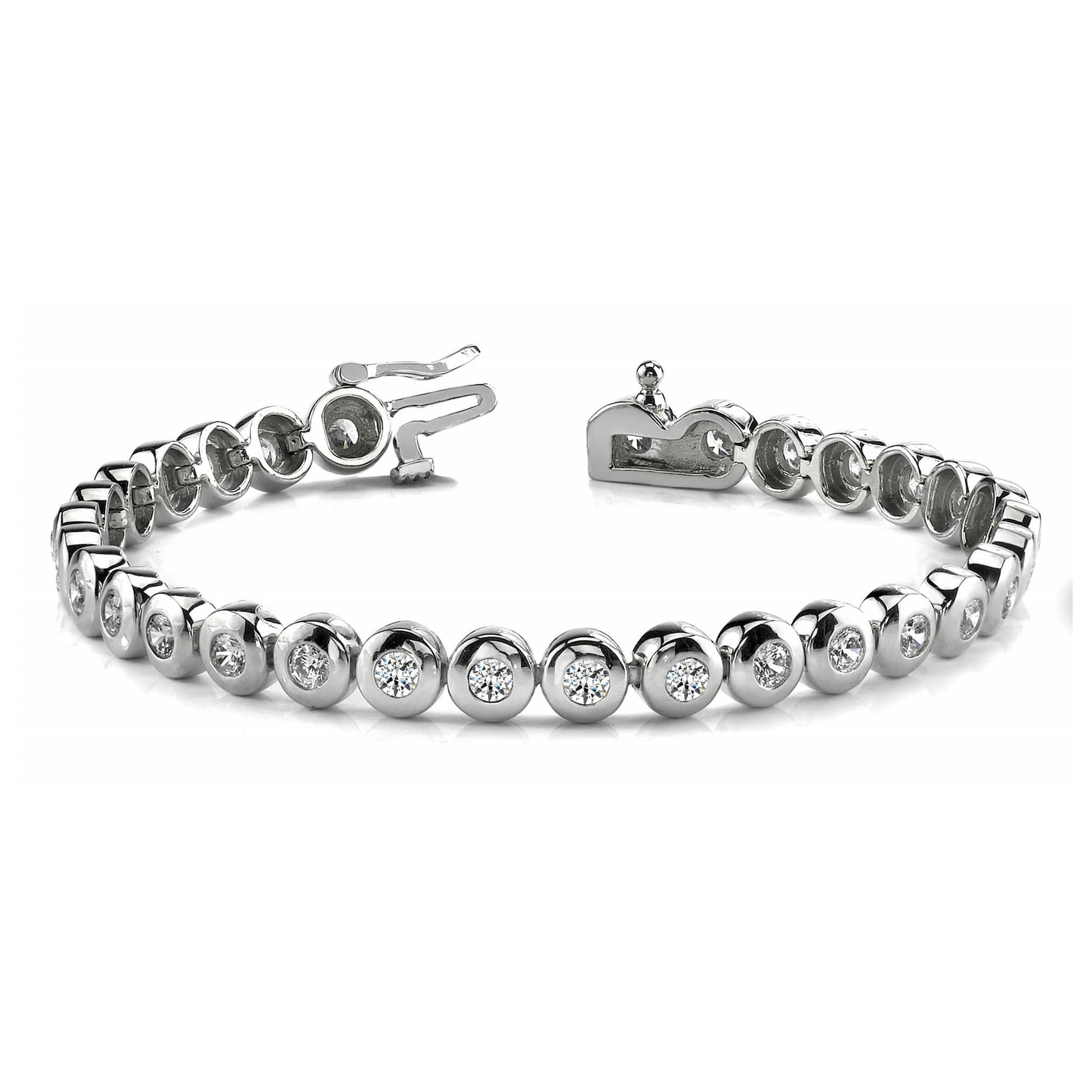6.20 Ct Round Bezel Set Lab Grown Diamond Tennis Bracelet Solid White Gold 10K